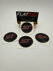 Ford ST – Red w/ Silver Border on Black center cap decal set