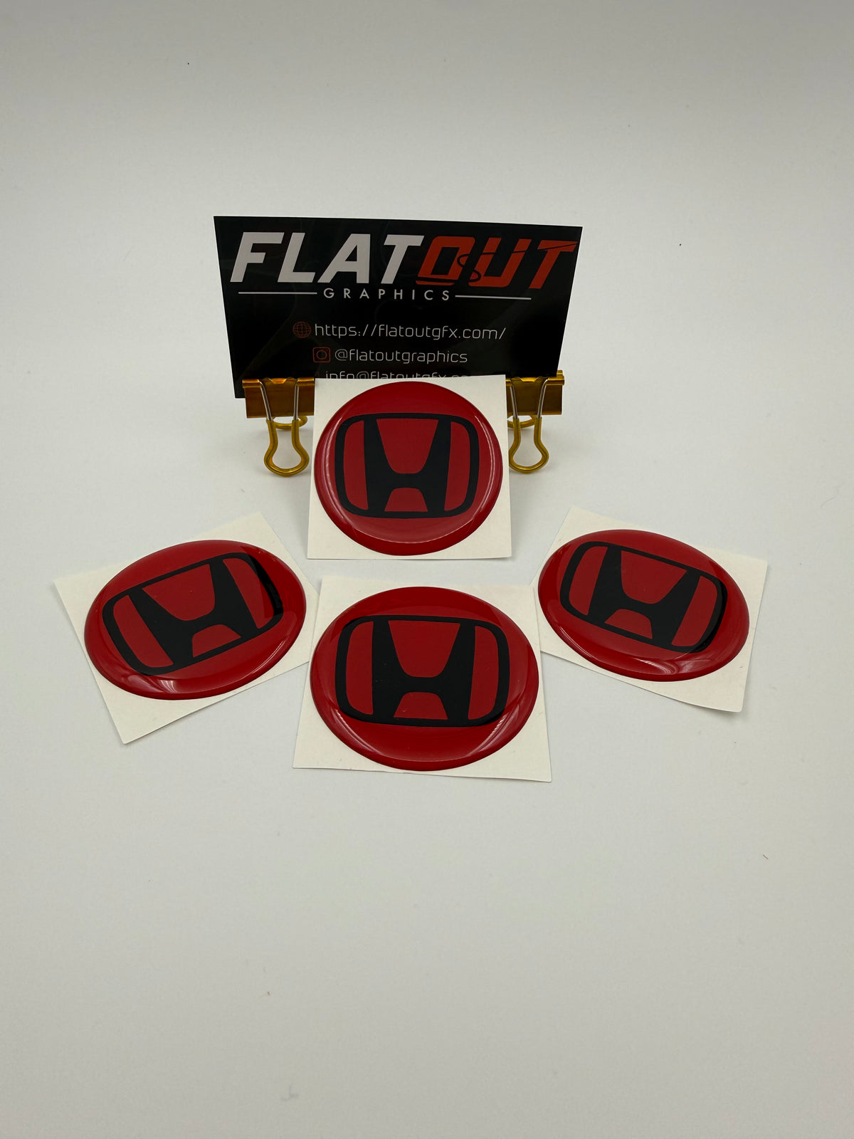 Honda – Black on Red center cap decal set