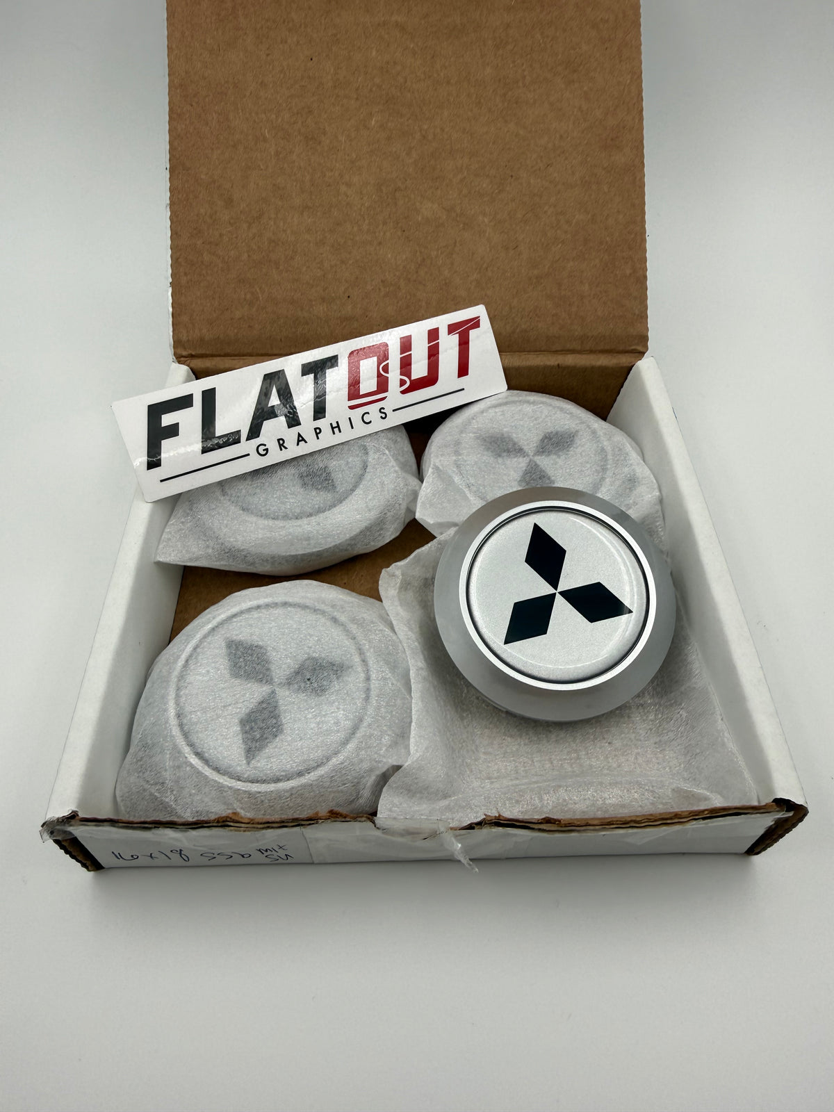Mitsubishi – Black on Silver center cap decal set