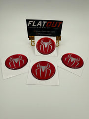 Spidey – Mirror Chrome on Mirror Red center cap decal set