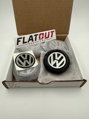 VW Thick – Silver on Black center cap decal set